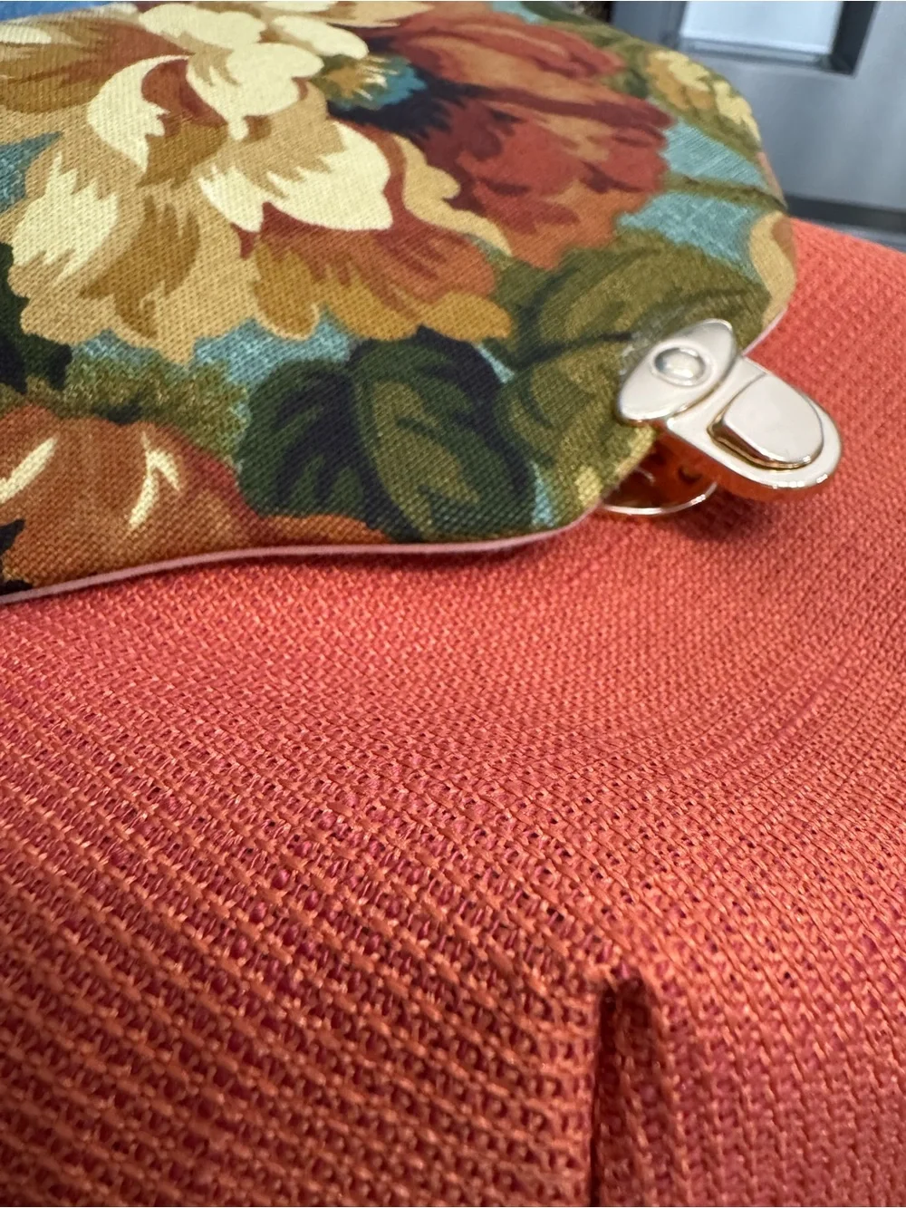 Handmade Crossbody Bag Medium Rust Orange Floral